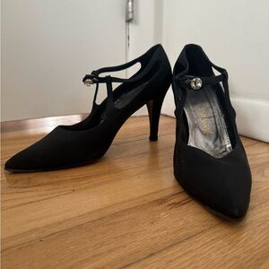 Yves Saint Laurent Vintage 80s Black T-Strap Heels